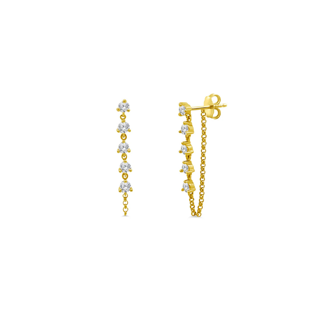 Prong Set Diamond Chain Stud | LINDSEY LEIGH JEWELRY