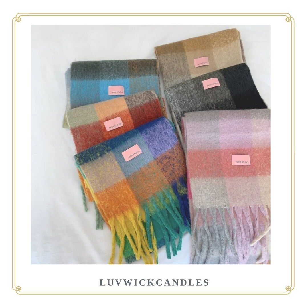 Mohair Plaid Scarf double, sided Plaid rainbow scarf warm scarf Christmas scarf, Throw Blanket, G... | Etsy (US)