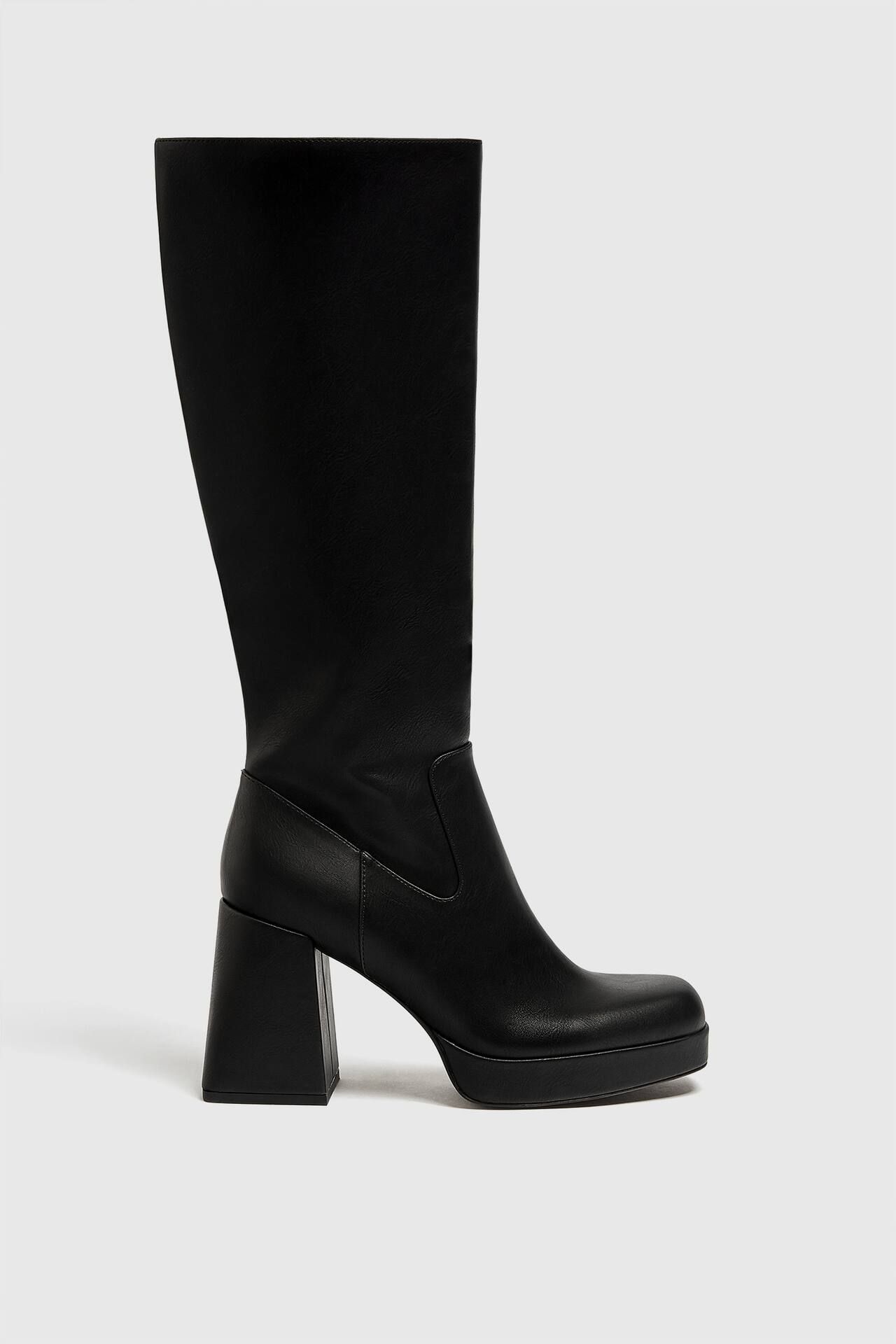 Knee-high heeled boots | PULL and BEAR UK