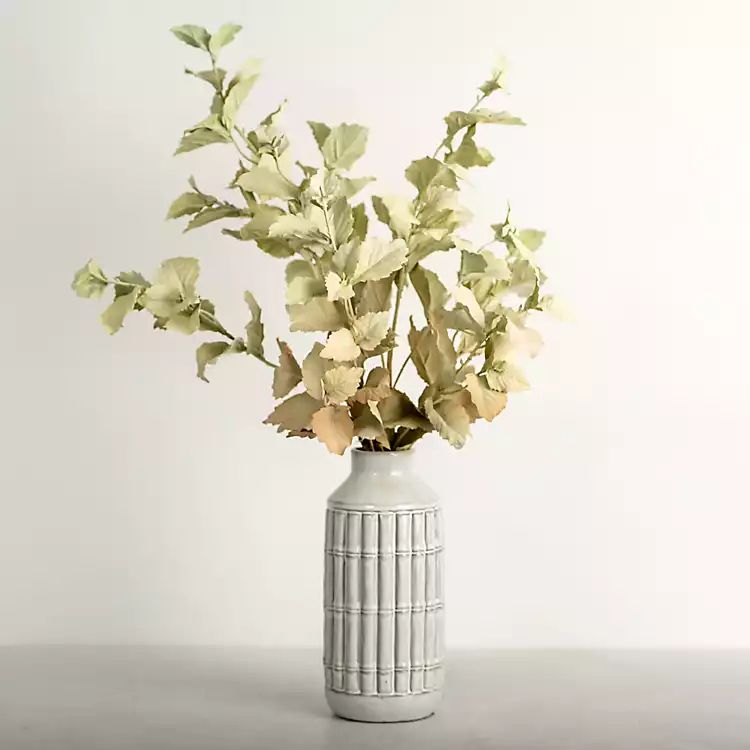 Antiqued Leaves Arrangement in White Vase | Kirkland's Home
