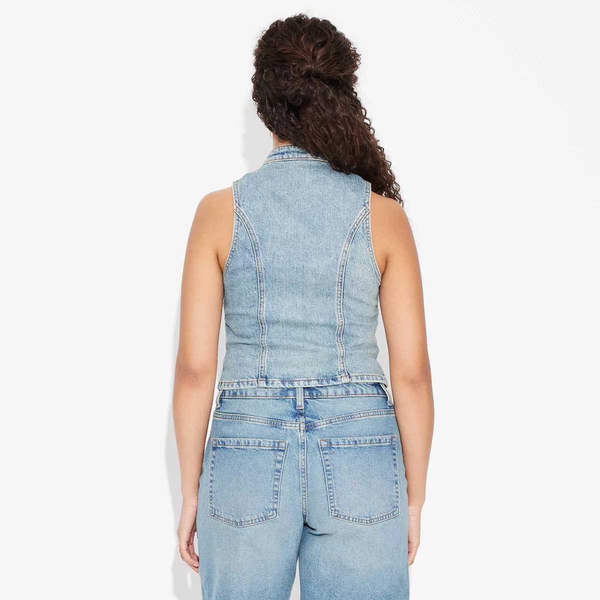 Women's Zip-Up Denim Moto Vest - Wild Fable™ | Target