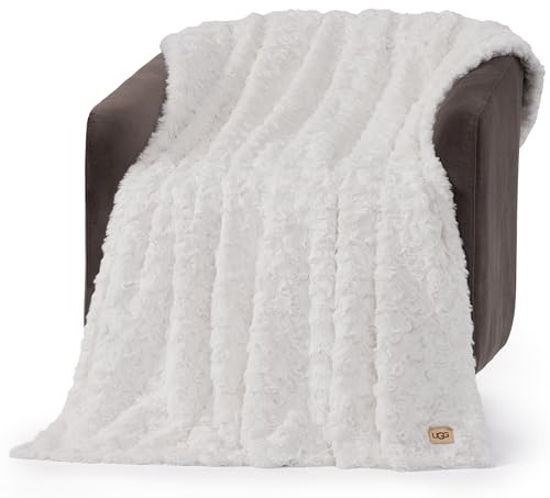 UGG Adalee Throw Blanket for Couch, Faux Fur Blanket, 50" x 70", White | Amazon (US)