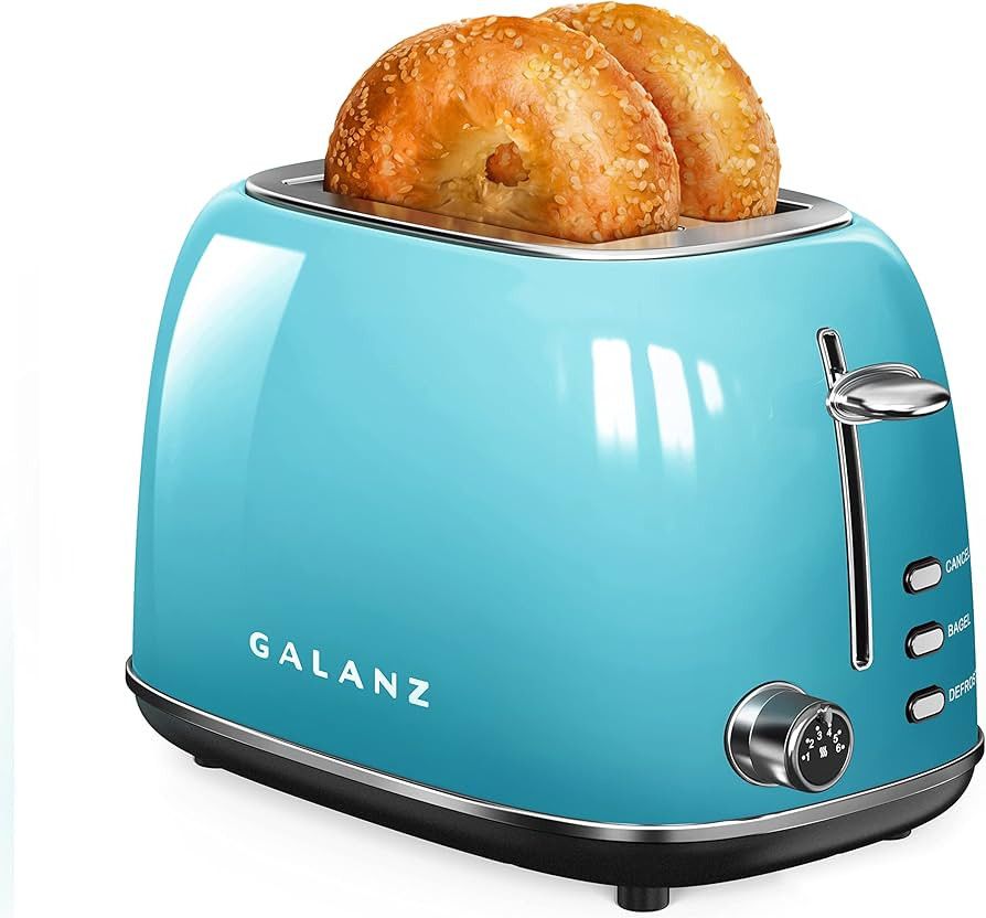 Galanz Retro 2-Slice Toaster 1.5" Wide Slot with 6 Browning Levels, Dust cover Removable Crumb Tr... | Amazon (US)