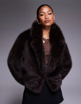 Forever New faux fur coat in chocolate | ASOS (Global)