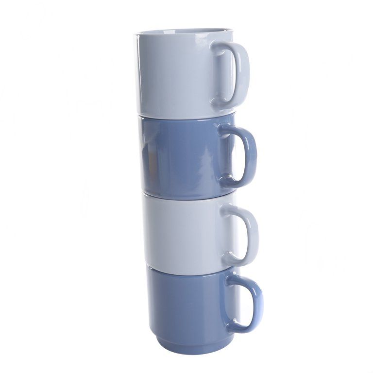 Gap Home Color Cups 14.8-Ounce Stackable Light Blue and Dark Blue Stoneware Mug Set, Set of 4 | Walmart (US)