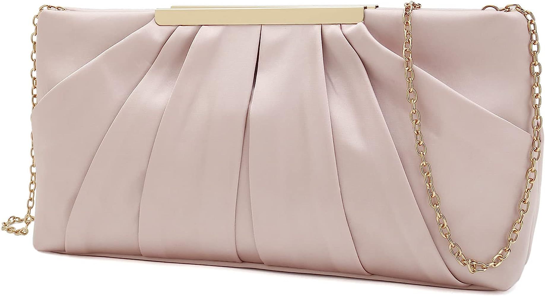 CHARMING TAILOR Clutch Evening Bag Elegant Pleated Satin Formal Handbag Simple Classy Purse for Wome | Amazon (US)