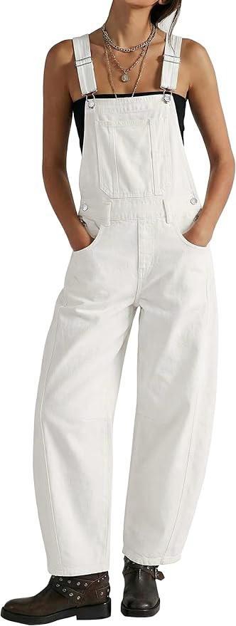 luvamia Denim Overalls for Women Barrel Leg Baggy Loose Fit Bib Stretchy Jean Jumpsuit Adjustable... | Amazon (US)