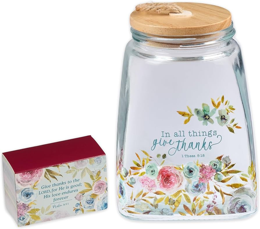 Christian Art Gifts Keepsake Count Your Blessings Glass Gratitude Jar Set with Bible Verse Note C... | Amazon (US)