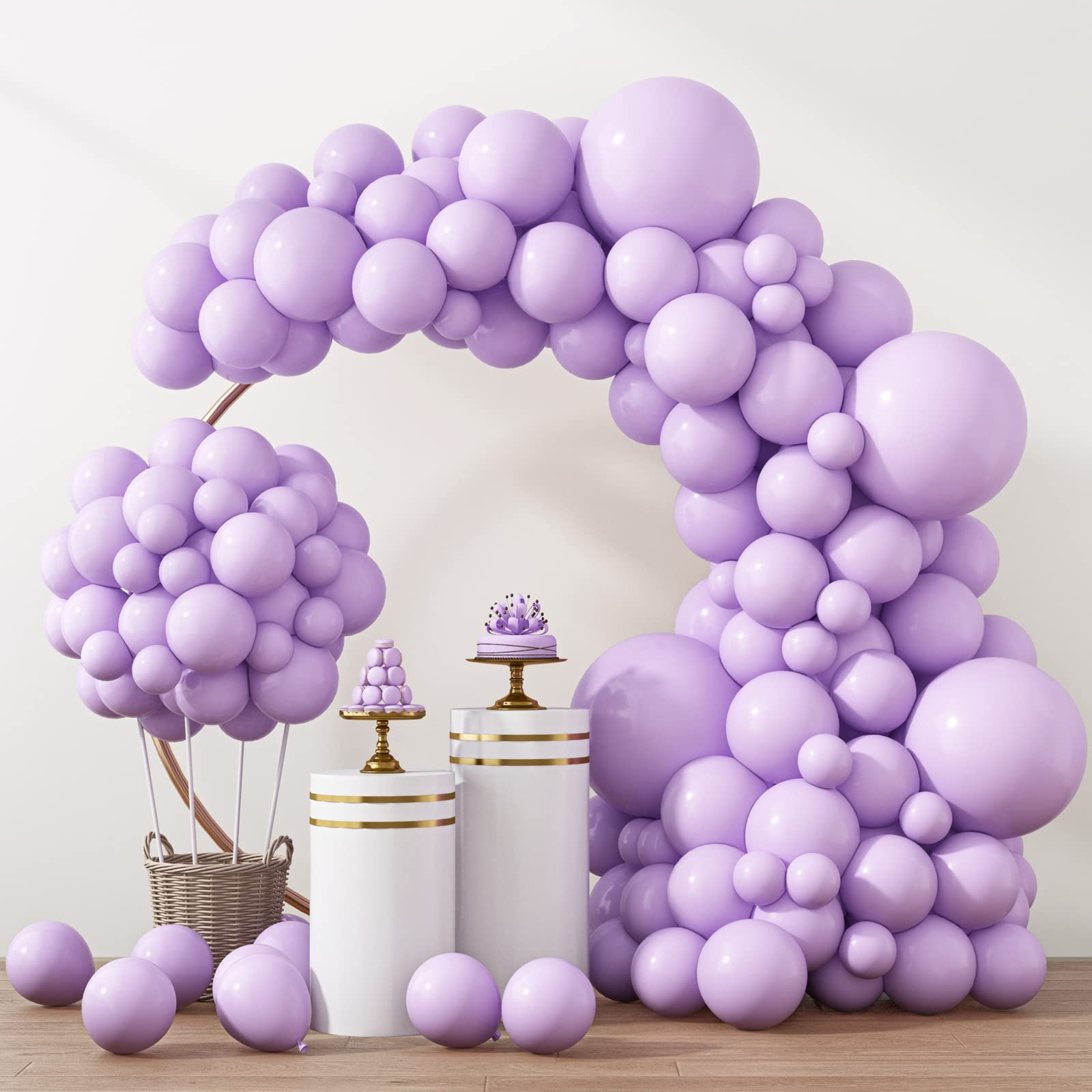 RUBFAC 129pcs Pastel Purple Balloons Different Sizes 18 12 10 5 Inches for Garland Arch, Light Pu... | Amazon (US)
