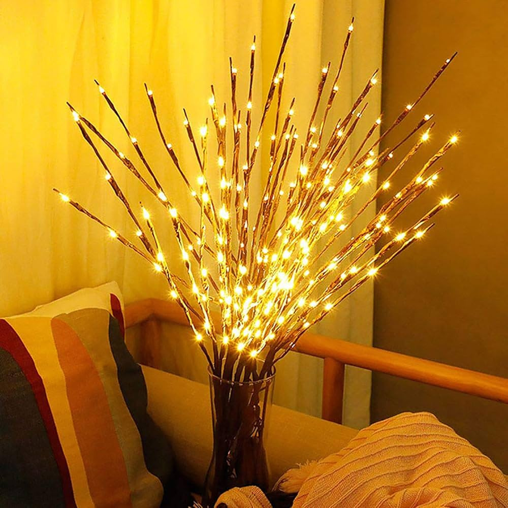 DK177 2 Pack Led Branch Light Battery Operated Lighted Branch Vase Filler Willow Tree Artificial ... | Amazon (US)