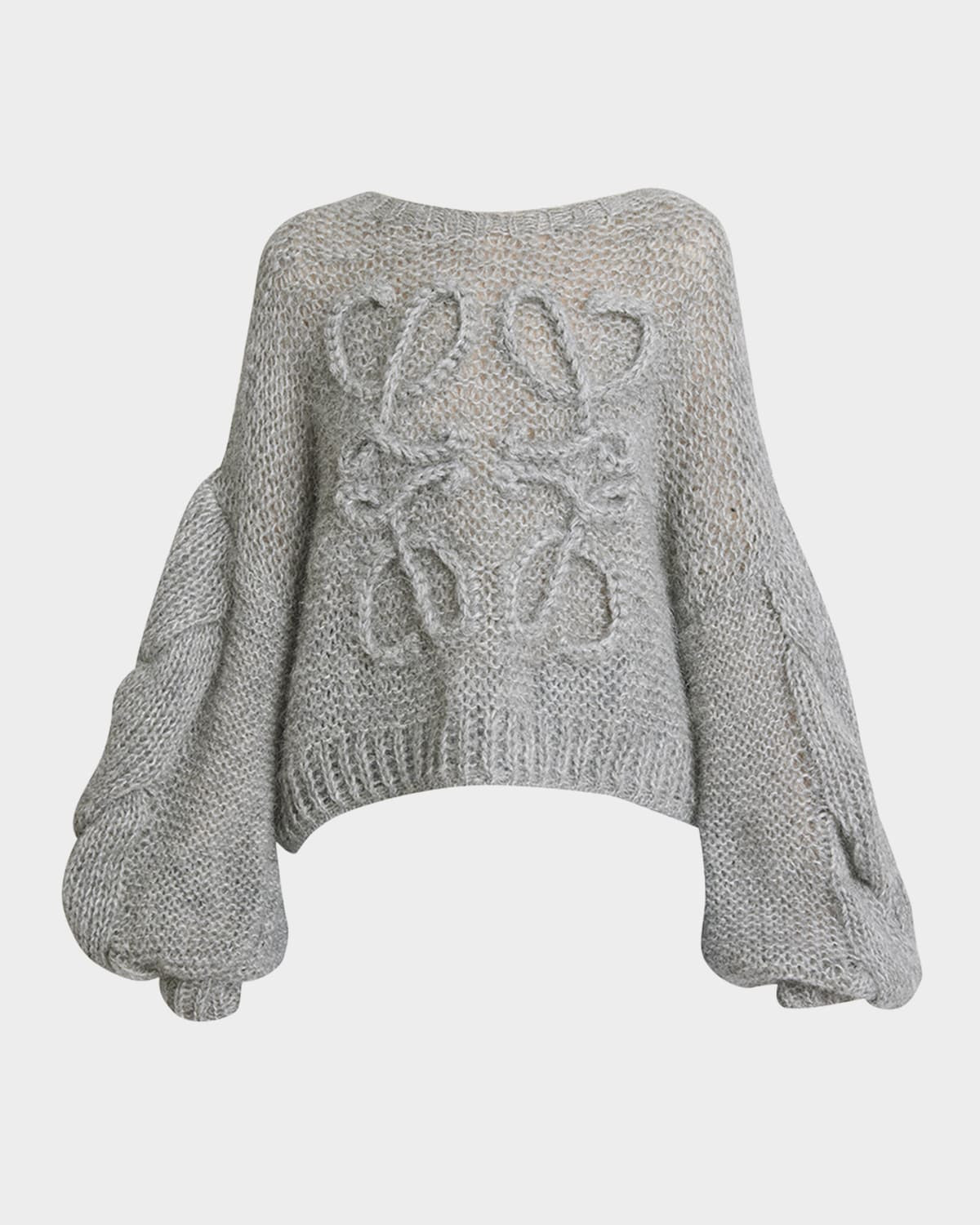 Anagram Cable-Knit Sleeve Sweater | Neiman Marcus