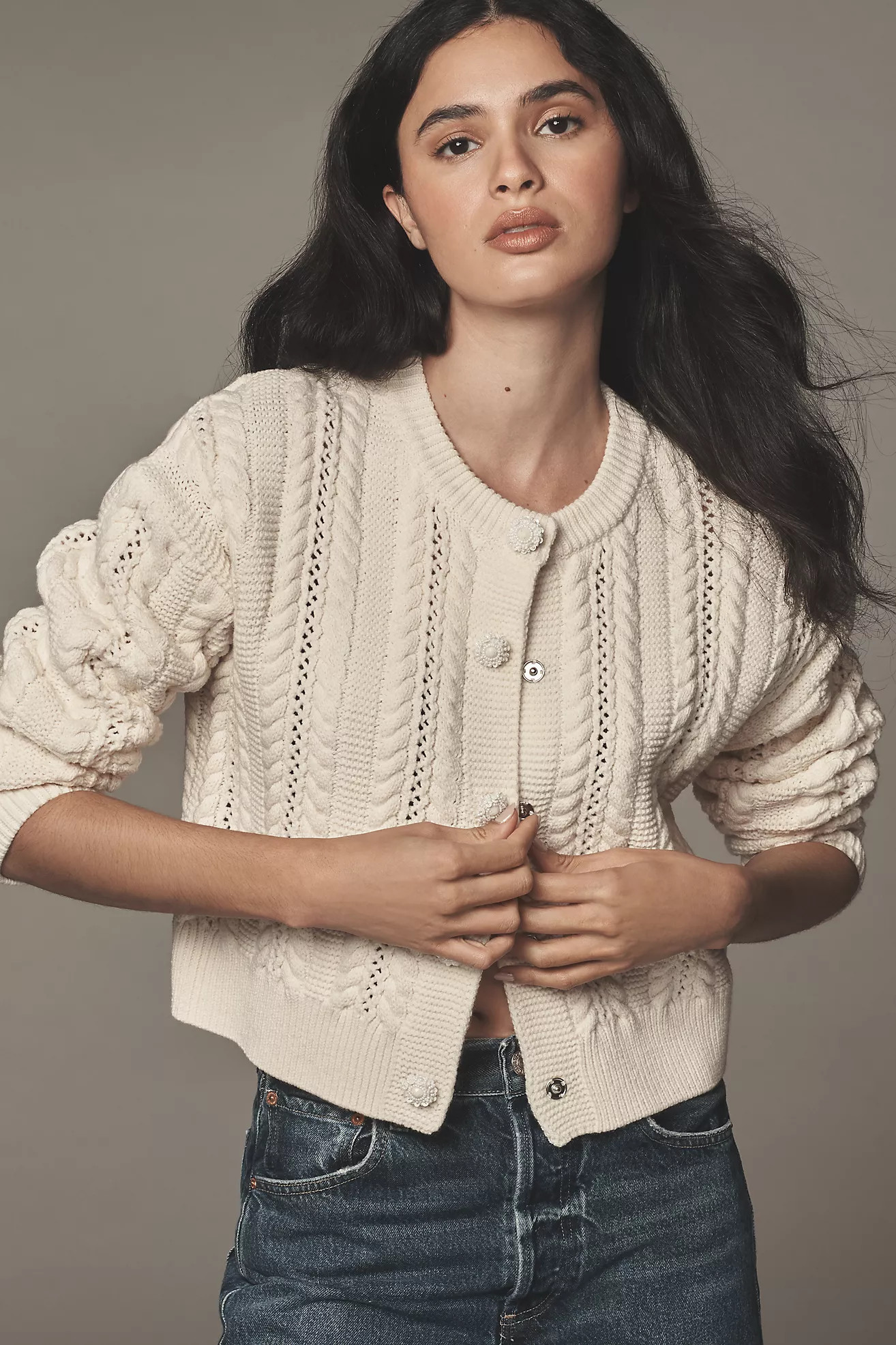 Endless Rose Cable-Knit Cardigan Sweater | Anthropologie (US)