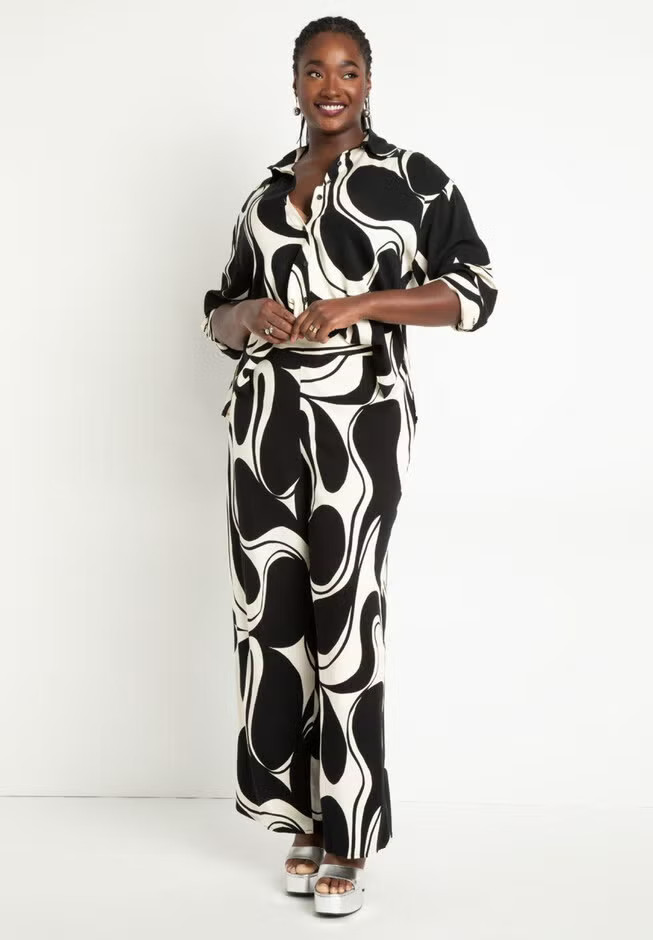 Printed Wide Leg Pant | Eloquii