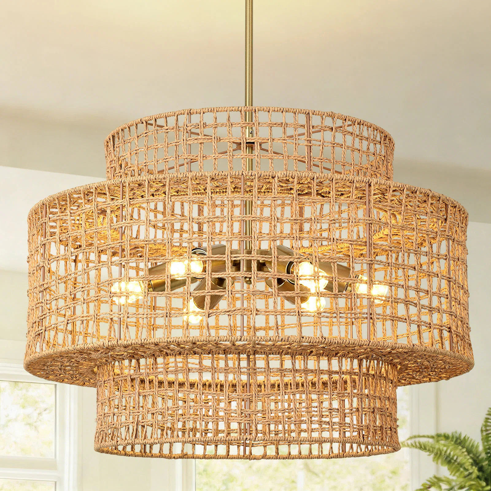 Boho Rattan Chandelier Light Fixture | Wayfair North America