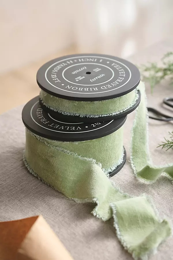 Antiqued Frayed Velvet Ribbon | Terrain