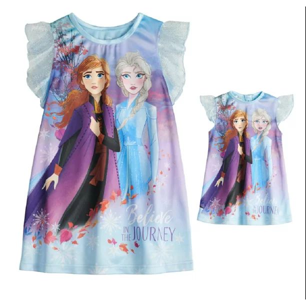 Frozen 2 Toddler Girls Matching Doll & Me Nightgown Pajamas, 2pc Gift Set (2T-5T) | Walmart (US)