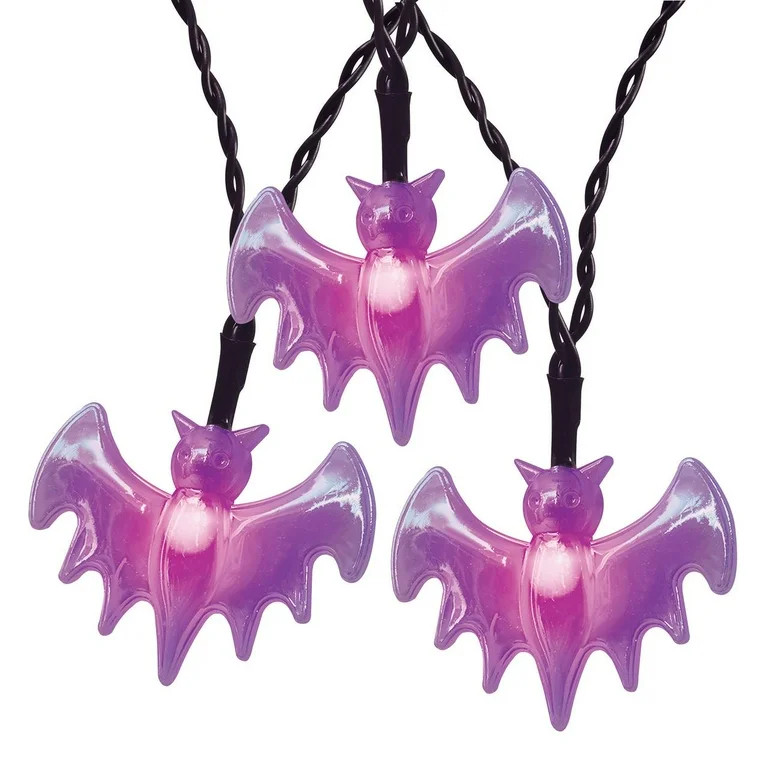 Halloween 10-Count Battery-Operated Indoor/Outdoor Purple LED Bat String Lights, 4.5', Way To Cel... | Walmart (US)