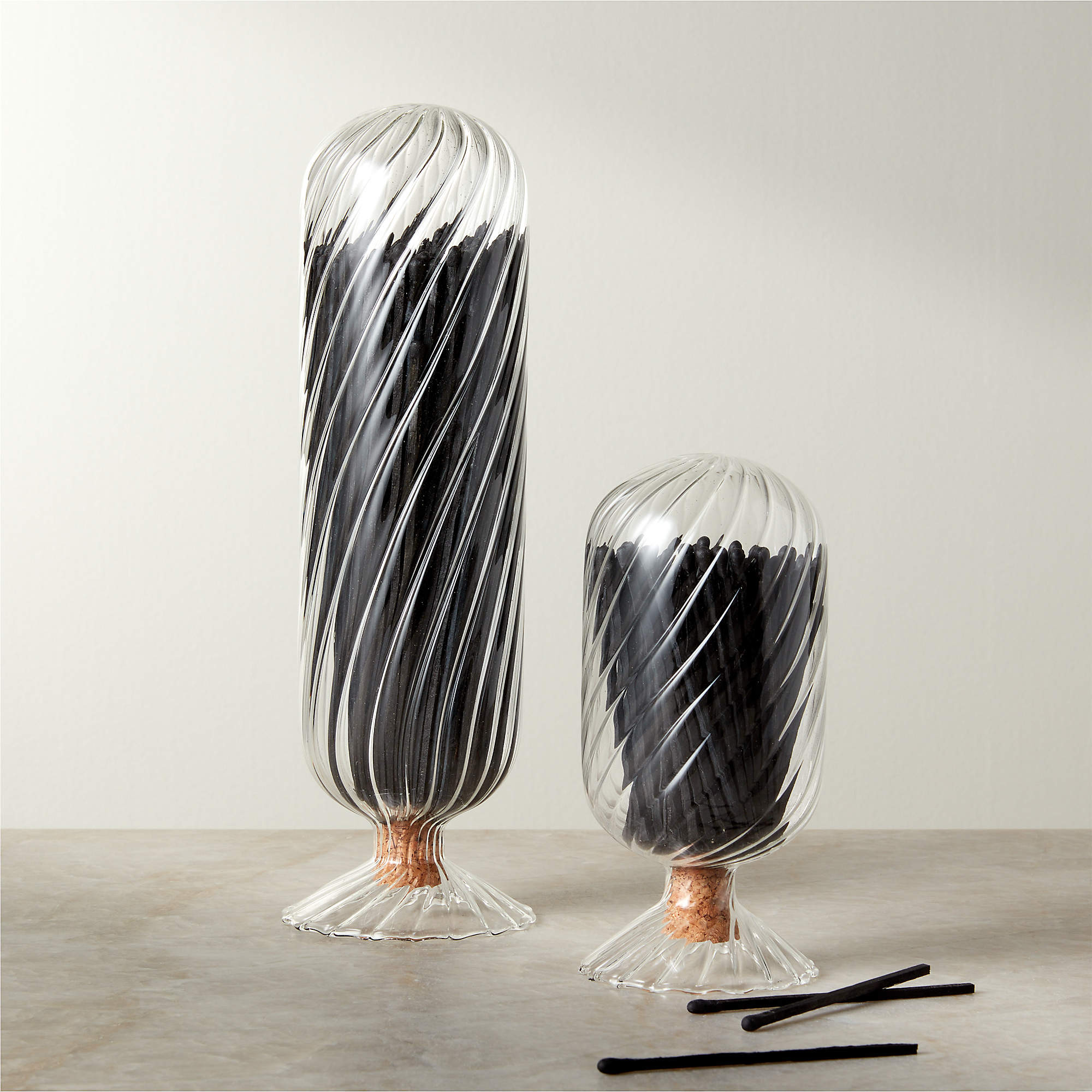 Small Glass Cloche with Black Matches + Reviews | CB2 | CB2