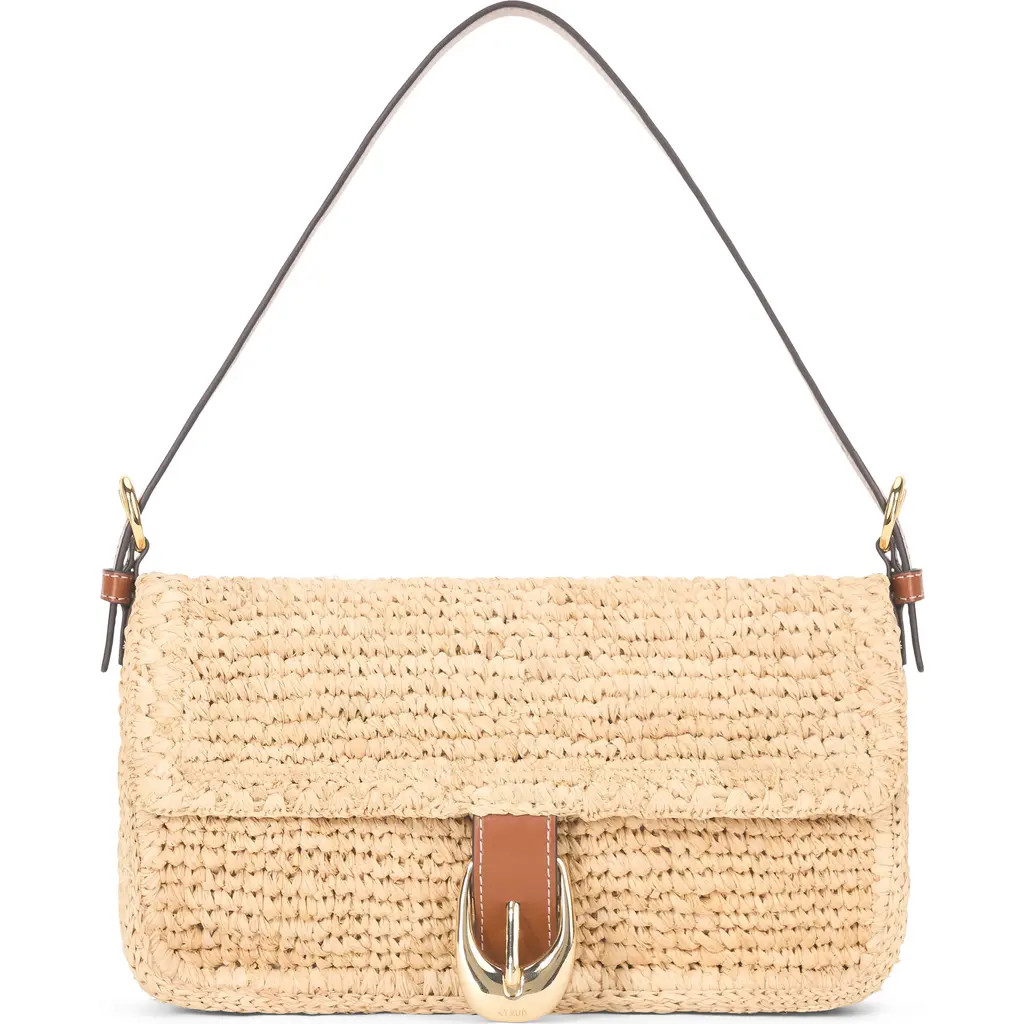 STAUD Harlow Raffia Shoulder Bag in Natural/Tan at Nordstrom | Nordstrom