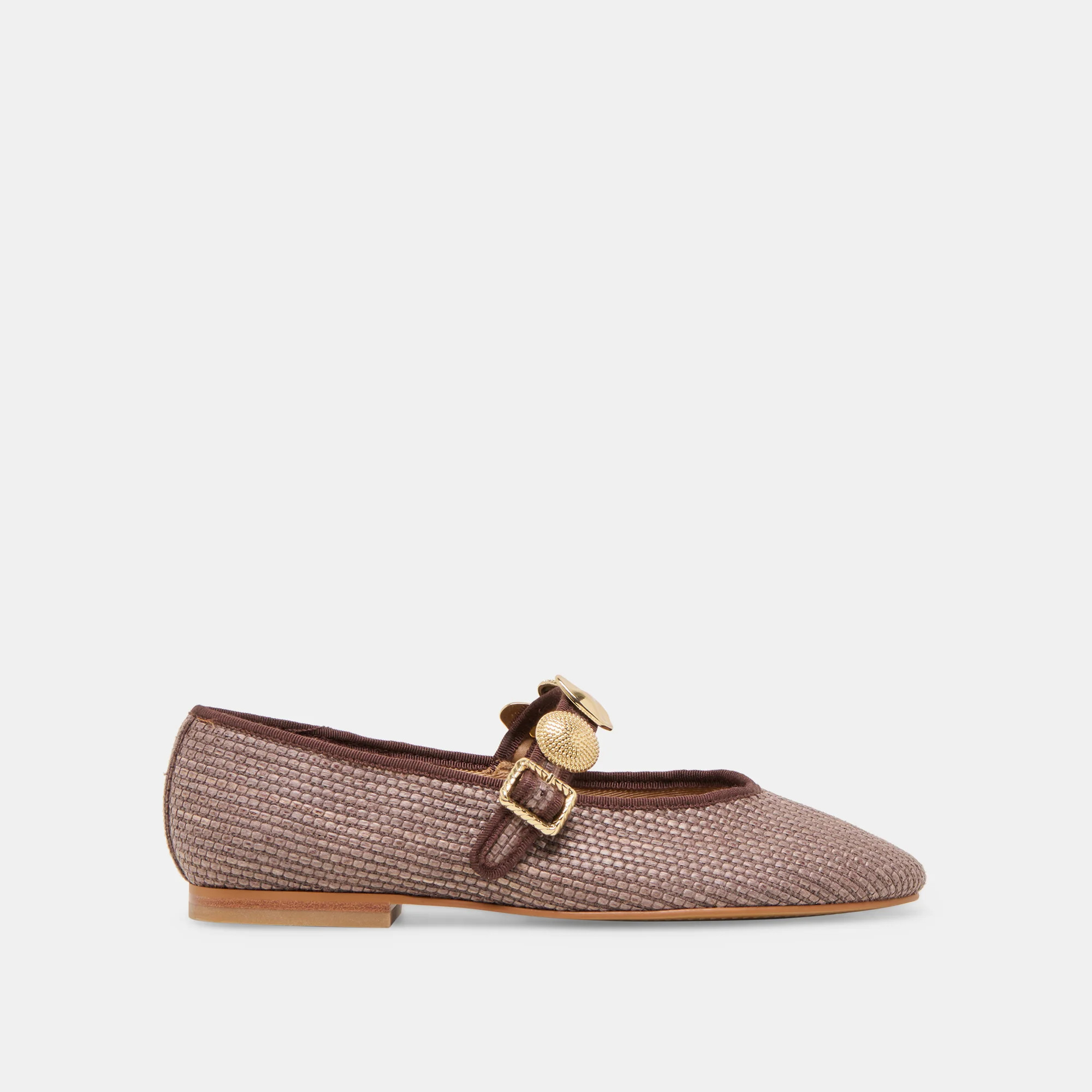 Relan Ballet Flats Walnut Raffia | DolceVita.com