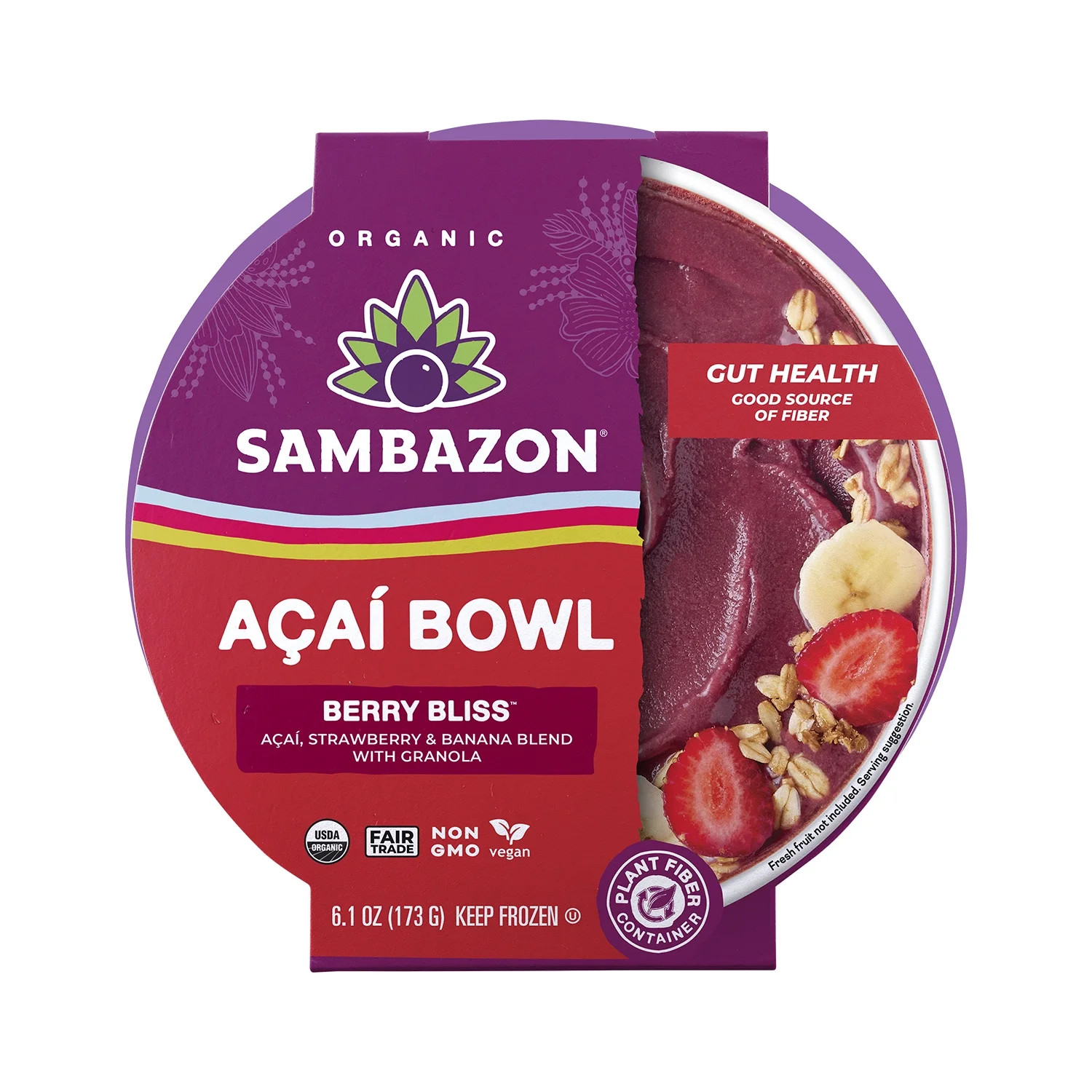 Sambazon Berry Bliss Acai Bowl, Plant-Based Meal, 6.1 oz, 1 Count (Frozen) - Walmart.com | Walmart (US)