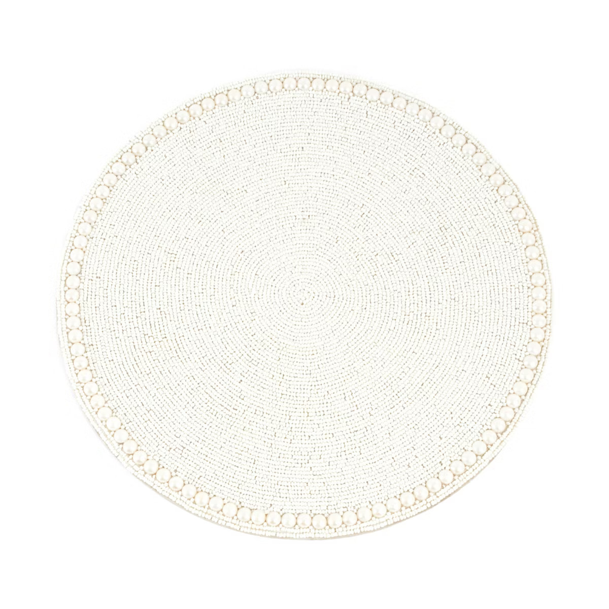 Saro Lifestyle Glass Beaded Placemat, 15" Round, Vanilla | Target