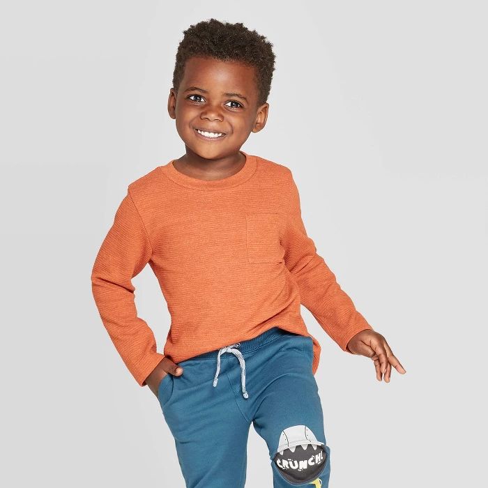 Toddler Boys' Ottoman Crew Long Sleeve T-Shirt - Cat & Jack™ Dark Orange | Target