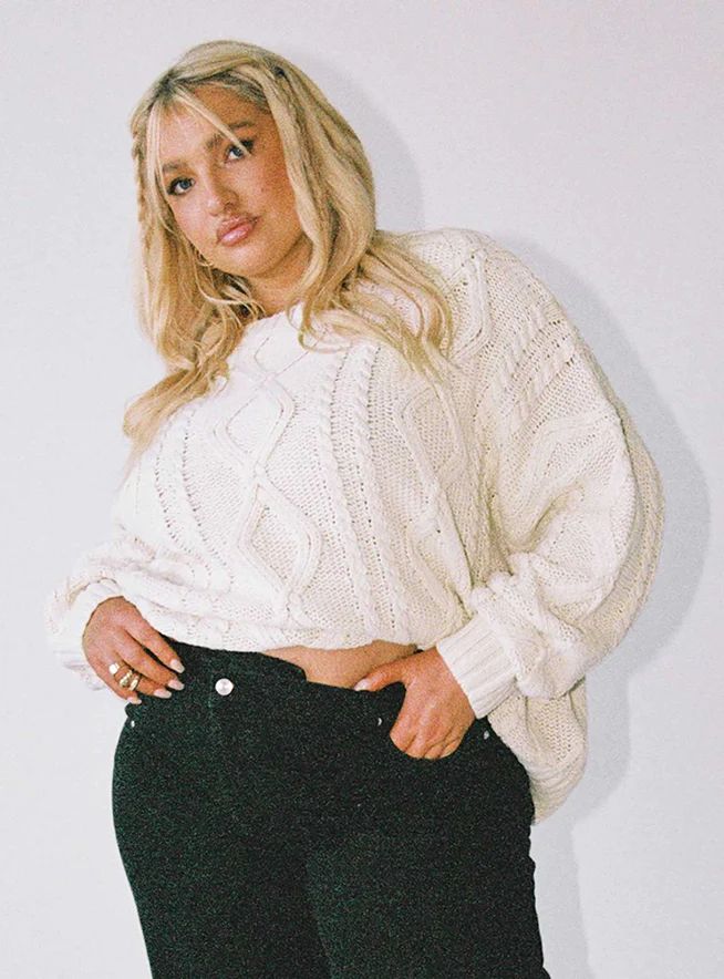 Anaya Oversized Sweater Beige Curve | Princess Polly US