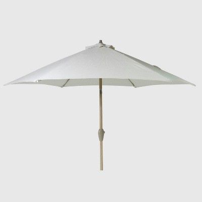 9' Round Patio Umbrella DuraSeason Fabric™ - Light Wood Pole - Threshold™ | Target