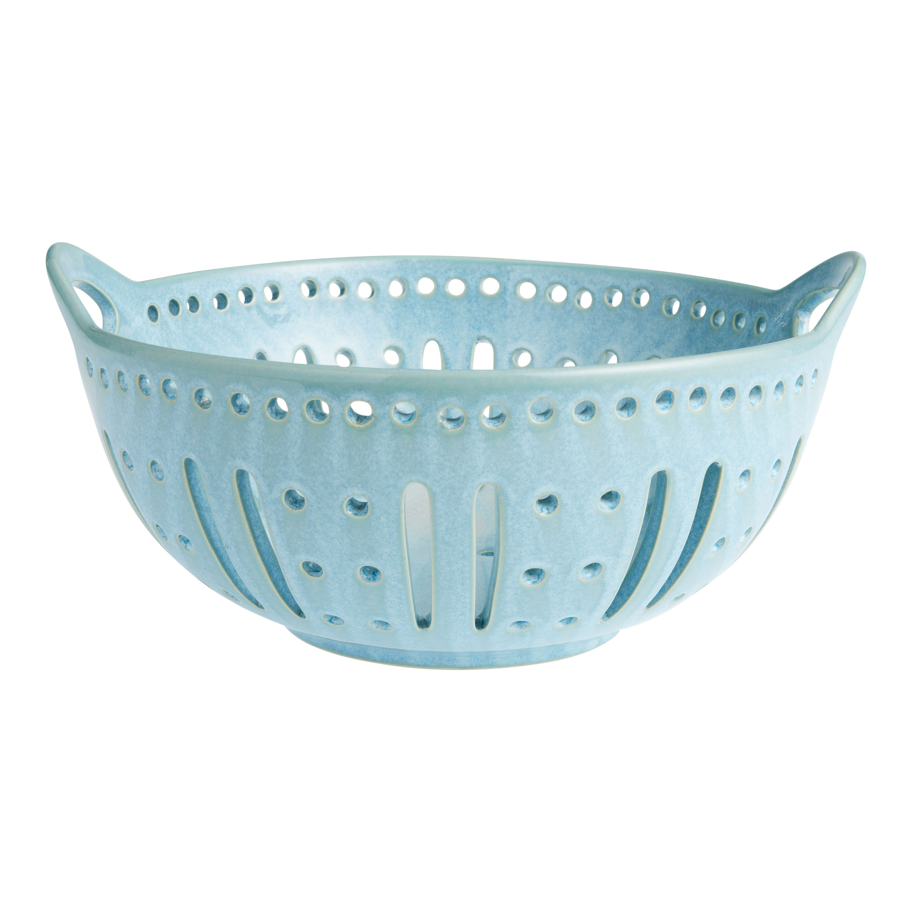 Extra Large Blue Reactive Glaze Colander | World Market