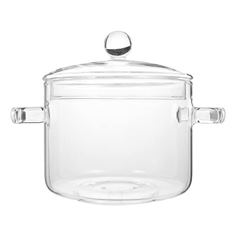Glass Cooking Pot with Lid and Handle, 1.35L/45 oz Clear Heat Resistant Glass Stovetop Pot, Glass Cookware Stovetop Pot Set, Glass Saucepan for Noodles Pasta Soup Milk | Amazon (US)