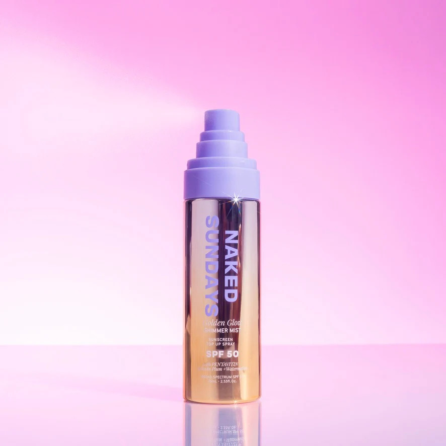 Golden Glow Shimmer Mist Setting Spray SPF50 | Naked Sundays (US)