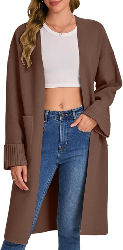 Bloggerlove Cardigan Sweaters for Women 2024 Fall Knit Sweater Coat Long Sleeve Oversized Open Fr... | Amazon (US)