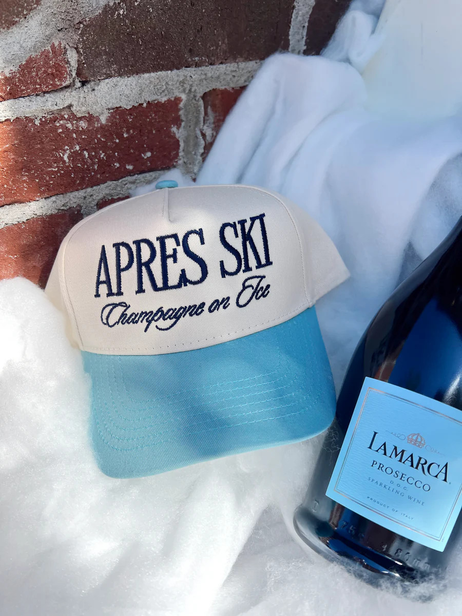 Apres Ski Champagne On Ice - Blue Vintage Trucker Hat | KenzKustomz