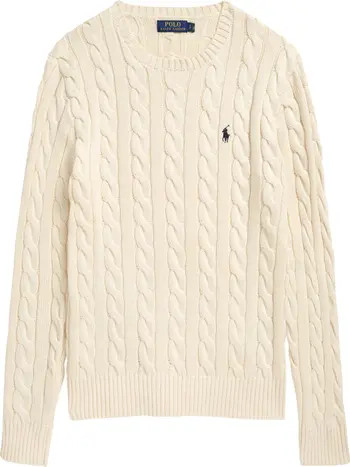 Cable Knit Cotton Crewneck Sweater | Nordstrom