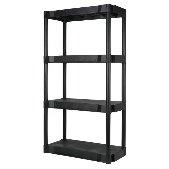 Hyper Tough Black Plastic 4-Tier 56.2" H x 30"" W x 13.8" D, 280lb Total Capacity - Walmart.com | Walmart (US)