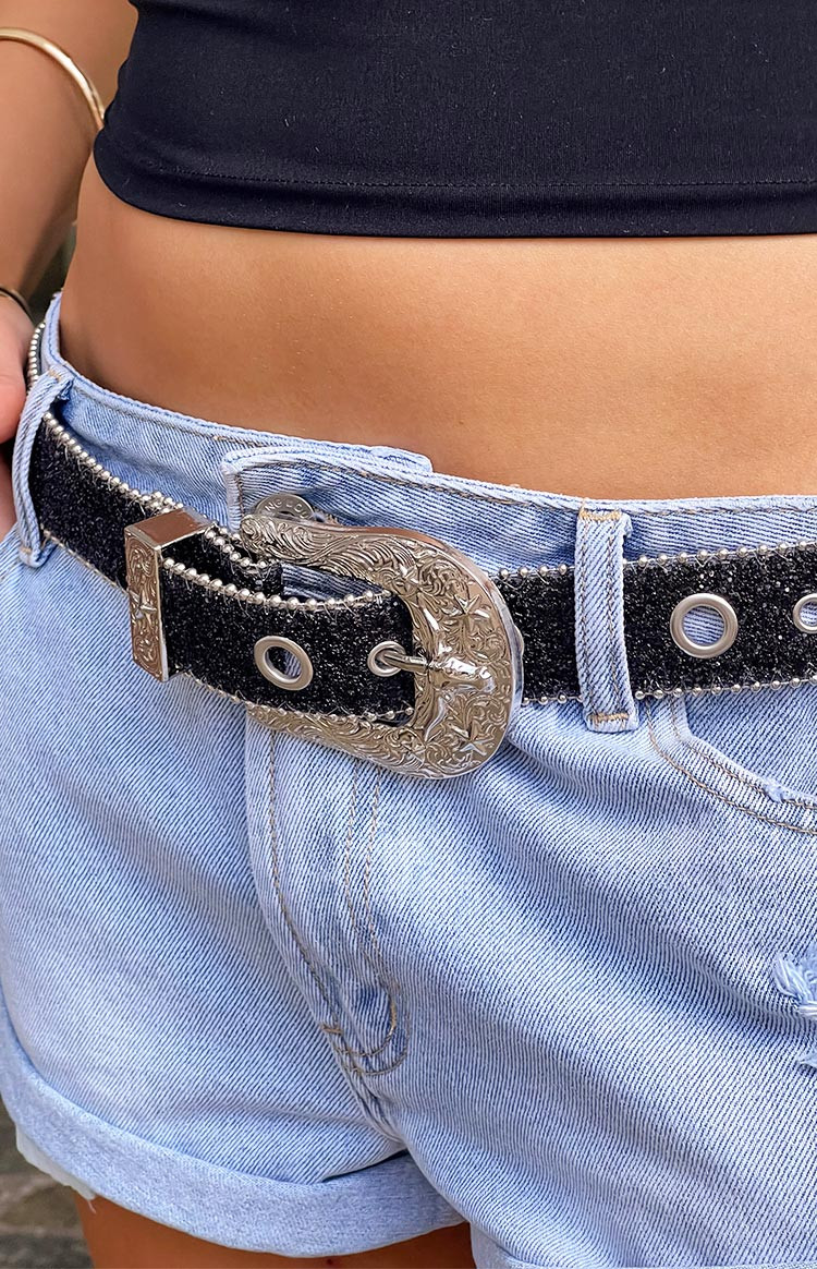 Western Black Sparkle Belt | Beginning Boutique (US)