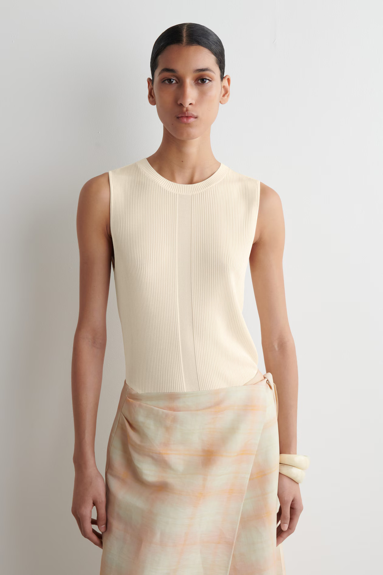 RIBBED-KNIT TANK TOP - ECRU | COS | COS UK