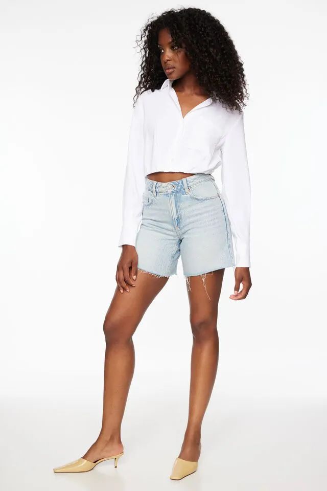 Bailey Cropped Button Up Shirt | Dynamite Clothing