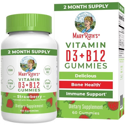 MaryRuth's Vitamin D3+B12 Gummies, Strawberry, 60 ct | Target