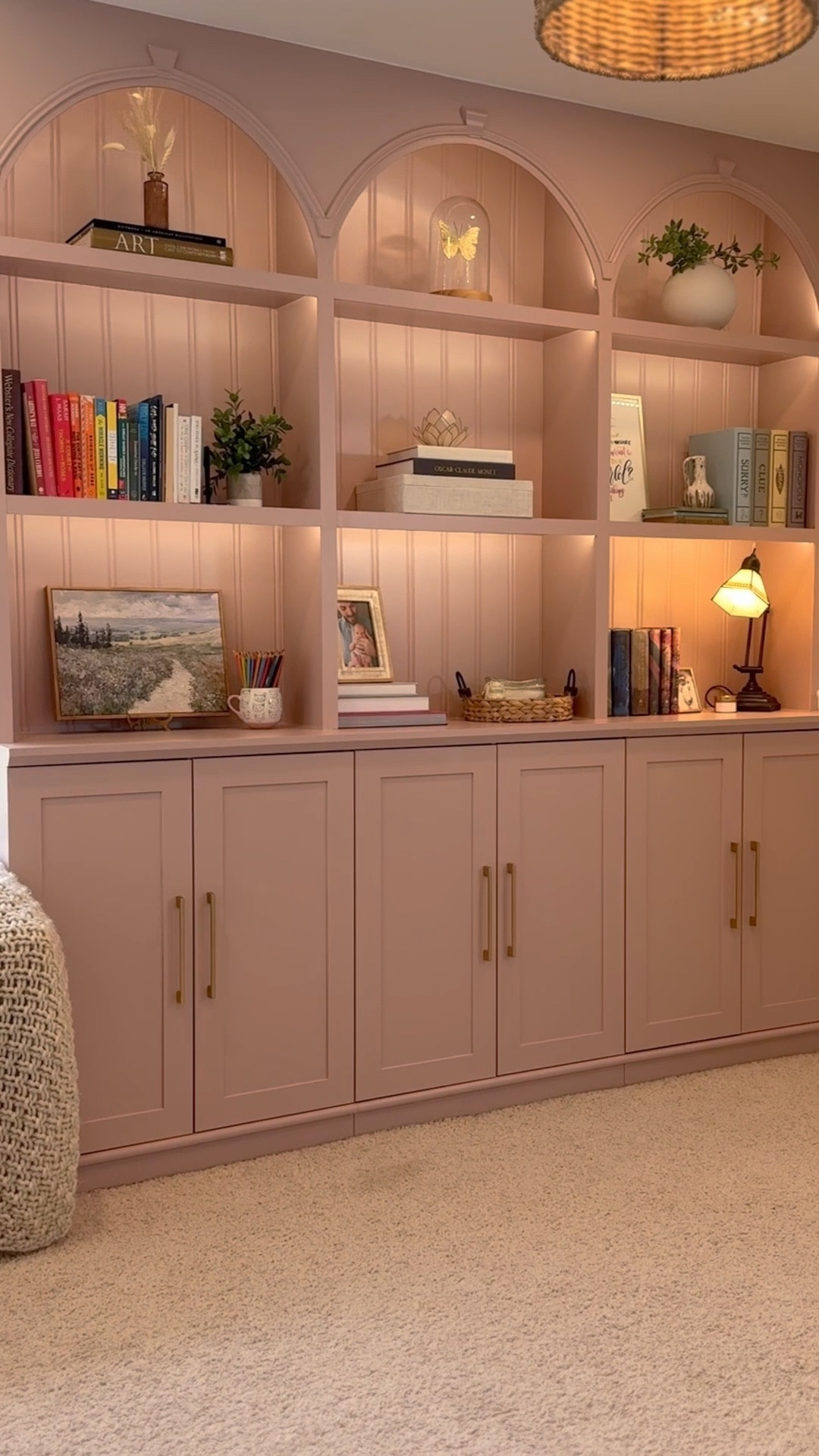 DIY arched built ins | library shelves | bookshelf styling | bookshelves | cabinets | office inspo

#LTKHome #LTKSaleAlert #LTKFindsUnder100