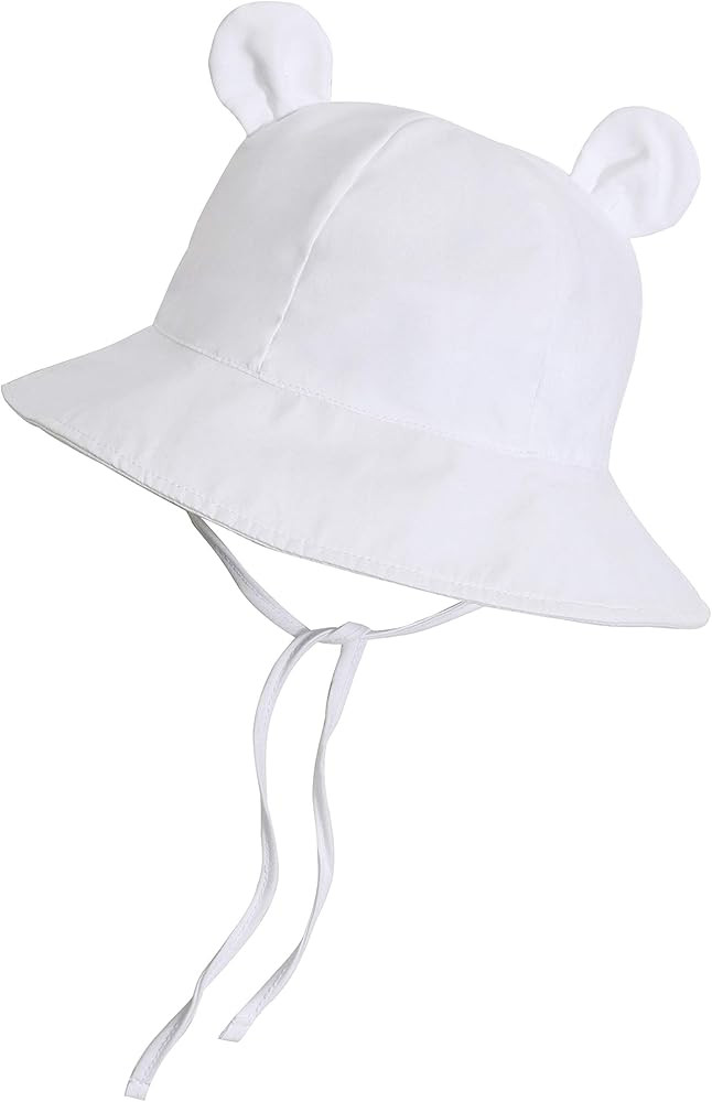Urban Virgin Baby Girl Sun Hats Summer Baby Hats UPF 50+Toddler Sun Hat Infant with Wide Brim Bucket Hat A-White 6-12 Months | Amazon (US)