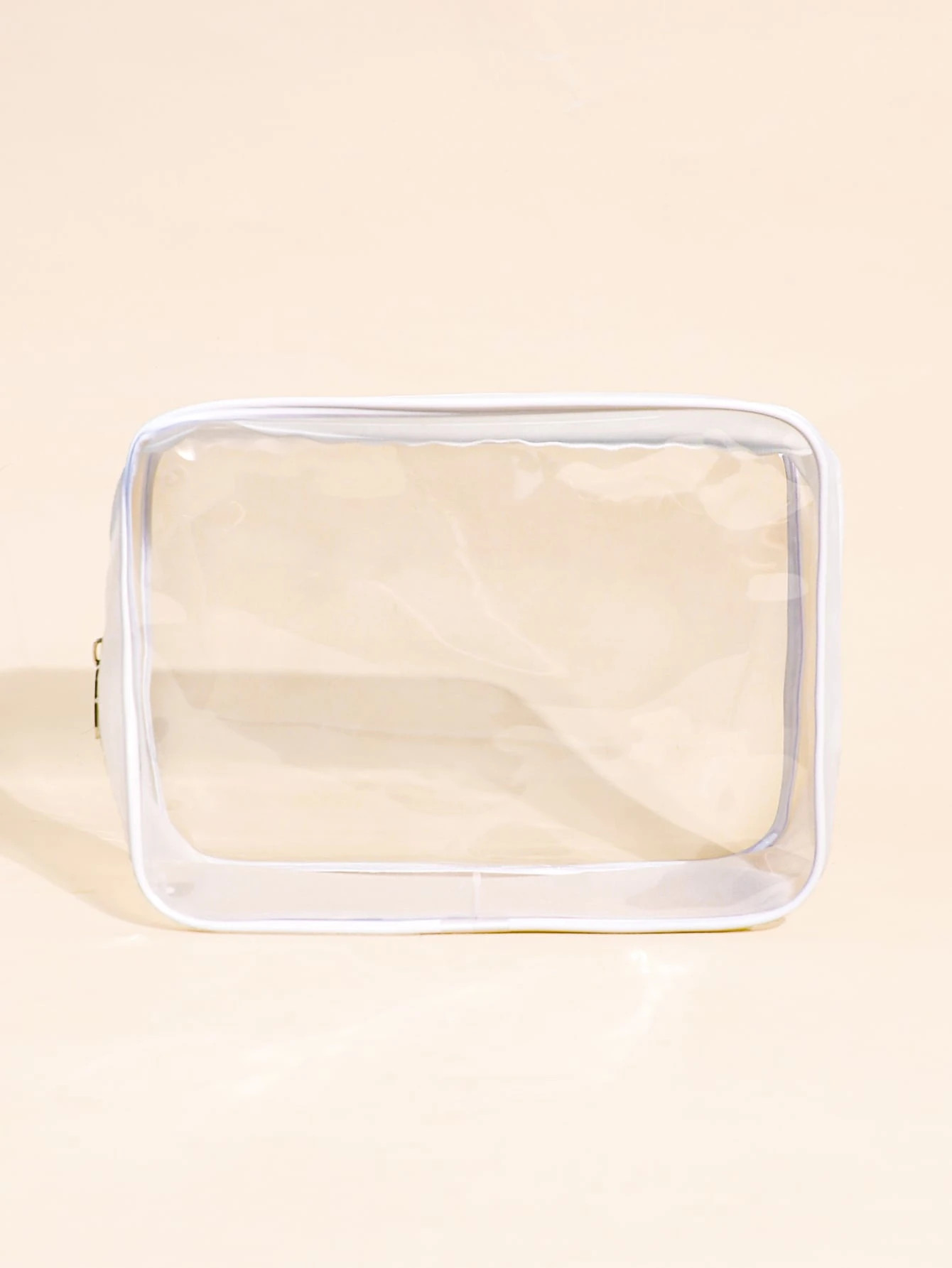 Clear Makeup Bags, 1pc Cosmetic Makeup Bags Clear PVC With Zipper Handle Portable Travel Black Fr... | SHEIN