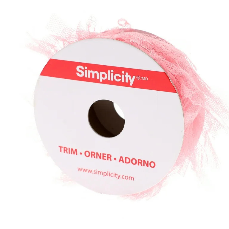 (2 pack) Simplicity Trim, Lt Pink 1 1/4 inch Elastic Tulle Fringe Trim Great for Apparel, Home De... | Walmart (US)