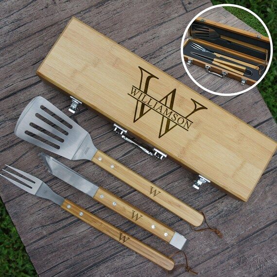 Personalized BBQ Tool Set Engraved with Overlapping Monogram | Etsy | Etsy (US)