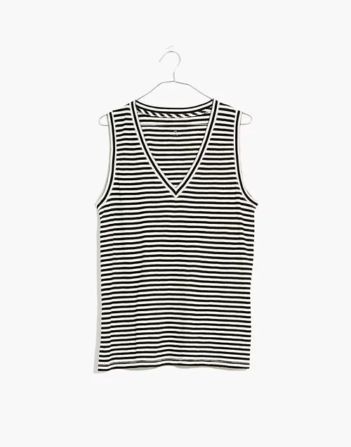 Plus Whisper Cotton V-Neck Tank in Tierney Stripe | Madewell