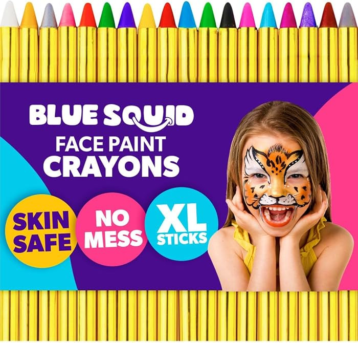 Blue Squid Face Paint Crayons for Kids - 18pcs XL Non-Toxic, Washable Body Paint Crayons - Our Fa... | Amazon (US)