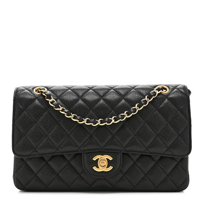 Caviar Quilted Medium Double Flap Black | FASHIONPHILE (US)