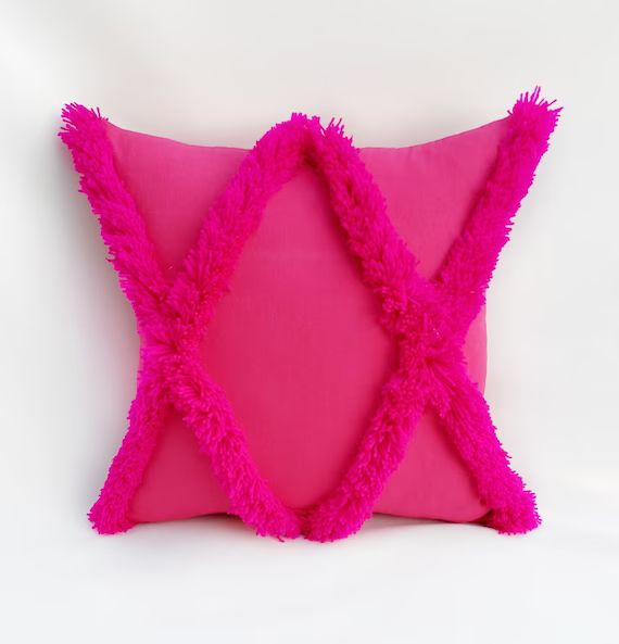 Luxe Simone Hot Pink Tufted Neutral Cushion Cover/hot Pink - Etsy | Etsy (US)