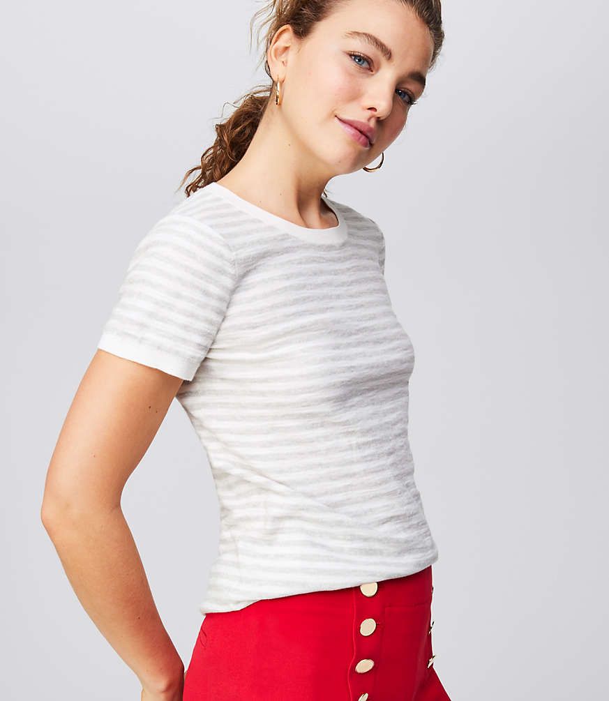 Striped Textural Sweater Tee | LOFT